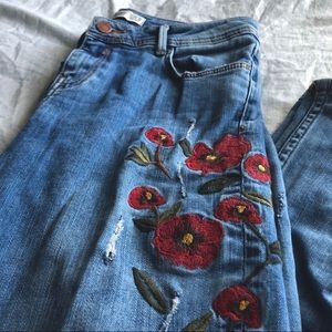 Zara floral embroidered jeans